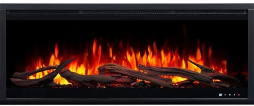 Aflamo Royal 3D - Chimenea eléctrica empotrable, Efecto Llama LED Realista, con función de calefacción, Efecto Llama 3D