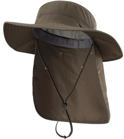 Magracy Unisex Sonnenhut mit breiter Krempe, LSF 50+, mit Nackenklappe, atmungsaktiv, Safari-Hut für Outdoor, Angeln, Wandern, armee-grün, Einheitsgröße