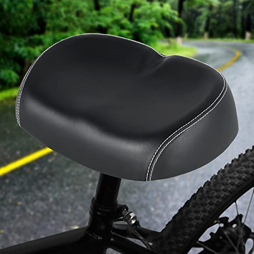 Selle Vélo Confortable, Selle VTT Gel Ergonomique en Cuir PU Antidérapant, Siège de Vélo avec Fonction d'Amortisseur pour Bicyclette VTT Vélos de Montagne Pliants