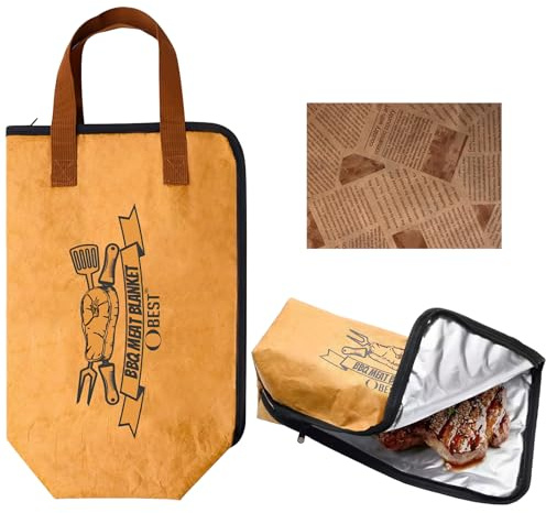 OBEST Couverture de barbecue pour reposer la viande avec 50 feuilles de papier burger, isolée réutilisable avec ouverture, couverture de barbecue pour poitrine, smoker grill, pique-niques, camping