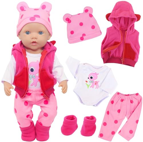 ZITA ELEMENT 5PCS Baby Doll Clothes for 16-18 Inches Baby Dolls, Baby Doll Clothes Sweet Outfits for 33-45cm Baby Doll(Not Include Doll)