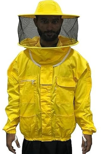 Rewon Gear Imkerjacke Baumwolle mit runden Hut und Schleier, Imkerkostüm für Herren Damen, Imkerschutzkleidung für professionelle Imker