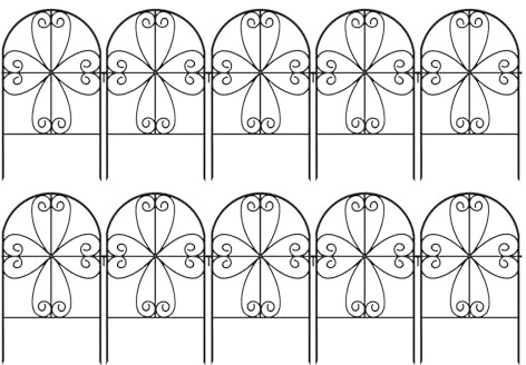 Clôture de jardin en métal robuste - 10 panneaux - Clôture de délimitation pour animaux de compagnie, chiens, lapins, pelouse de jardin, extérieur, brise-vue, aménagement paysager
