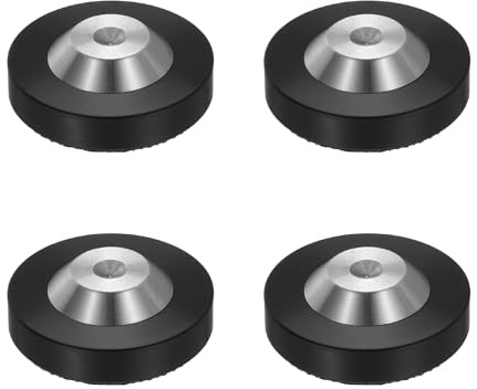 sourcing map 4 Pcs Black Speaker Isolation Feet,39x13mm Stainless Steel Shock Absorption Base Pad Anti Vibration Amplifier Stand Feet Mat for Audio CD Home Theater Sound System
