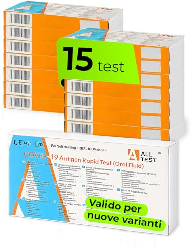 Test Covid Salivare – 15 Test Rapidi Antigenico Covid per Autotest Domestico – Tamponi Salivari Facili da Usare per Adulti e Bambini con Risultato Rapido