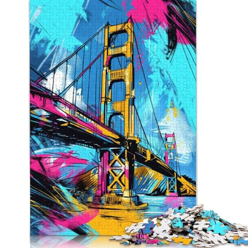 Puzzle 1000 pièces Graffiti Art Golden Gate Bridge Difficulté Puzzles Jeux éducatifs Jouets Cadeaux de Noël 1000 pièces (75 x 50 cm)