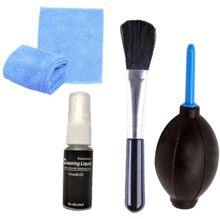 HOLIDYOYO Kit de Nettoyage Ordinateur 4 Pièces Brosse de Nettoyage pour Ordinateur, Souffleur D’Air, Chiffon, Fluide 20 ML pour Écran
