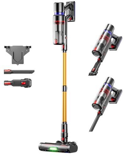 TVTAU Cordless Vacuum Cleaner, Self-Standing 600W 50KPA 70Min Runtime Stick Vacuum for Home, 1.4L Dust Cup, LED Display, Anti-Tangle, 8-Stage Filtration, for Hardwood Floor Carpet Pet Hair