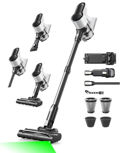 VACTechPro F02 Lite Akku Staubsauger Kabellos 550W/50KPa | Kabelloser Staubsauger mit 8‑stufigem Filtersystem, Selbststehend für Böden/Teppiche/Tierhaare