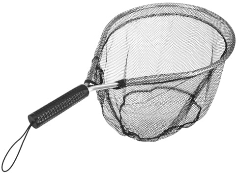 GLEAVI Mini Fly Fishing Landing Net with Handle Small Black-Grey Fish Catch Net for Pond and Fly Fishing for Freshwater Use