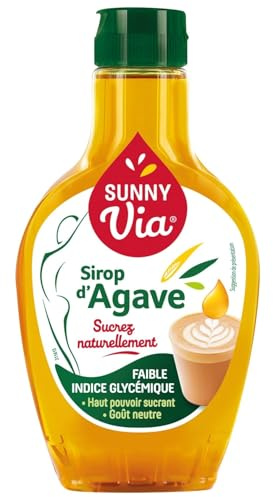 VIA - Sirop d'Agave SUNNY | Savoureux et onctueux | Idéal pour sucrer vos desserts | le flacon de 350 g | LOT DE 4