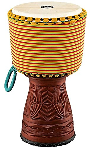 Meinl Percussion 25cm Professional African Style Wood Djembe Trommel - Musikinstrument für Erwachsene - African Queen Carving (PROADJ4-M)