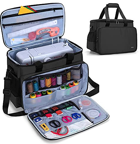 Luxja Nähmaschinentasche, Nähmaschine Tasche, Tasche für Nähmaschine und Extra Nähzubehör, Schwarz