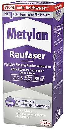 Metylan MRP15 - Colla per carta da parati ruvida, forte per carta da parati a fibra grezza, con elevata forza adesiva iniziale, resistente e correbile, con metilcellulosa, 1 x 360 g