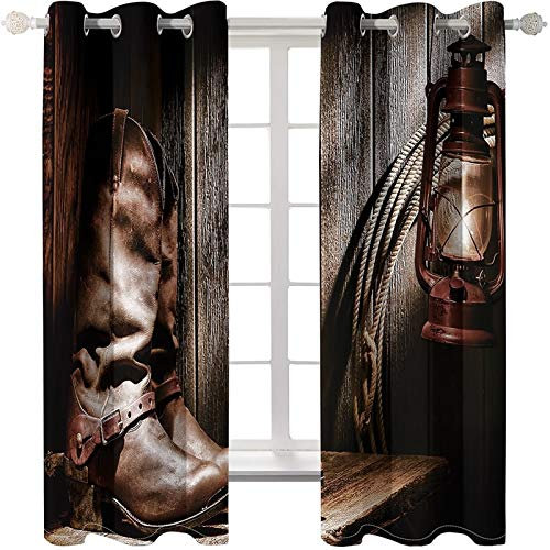 Daesar Verdunkelungsvorhänge mit Ösen Kinderzimmer, Vorhang Polyester Schlafzimmer Blickdicht Stiefel Seil und Öllampe Vorhang Gardinen Wohnzimmer Modern 2er Set 274x244CM