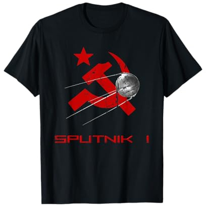 Sputnik 1 Satellit mit Hammer und Sichel der Sowjetunion T-Shirt