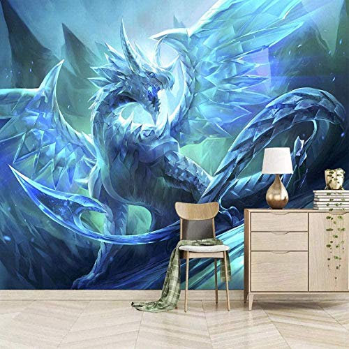 Papel Tapiz Fotográfico 3D De Dragón De Hielo Azul Papel Tapiz Con Motivos Papel Tapiz No Tejido Papel Ta Pared Pintado Papel Tapiz 3D Decoración Dormitorio Fotomural Sala Sofá Mural-200cm×140cm