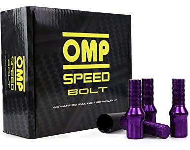 OMP SPEED Set 20 Radschrauben mit M14X1,5 Metric 17/19 langem Gewindeschlüssel von 27MM lila Farbe und DIN 10.9 Material