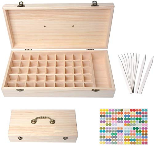 RoseFlower Caja de Almacenaje de Madera de Aceites Esenciales y Aromaterapia, 46 Botellas Aceite Contenedor Cubos de Almacenaje Organizadores para Perfumes, Fragancias, CosméTica, Joyas, Makeup