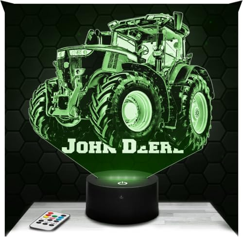 Lampephoto.fr - J. Deere Traktor 3D Lampe, Touch Nachtlicht, Landwirt Geschenk, 3D Led Illusion Geschenkidee Weihnachten Geburtstag Junge, Dekoration Kinder und Erwachsenenzimmer TOP