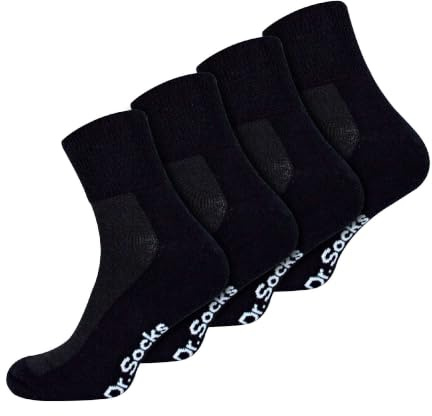 Dr.Socks Chaussettes Basses Sans Elastique et Couture pour Diabetiques Homme et Femme | Larges Chaussettes Bambou (46-50, Noir)