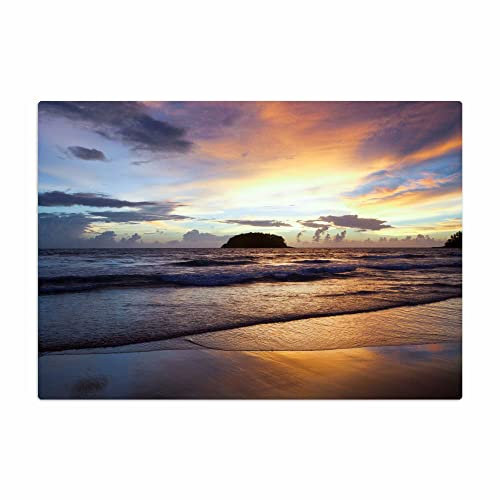 Vero Home 18495 Glas-Schneidebrett | Motiv Natur Sonnenuntergang | rutschfest, kratzfest und lebensmittelecht | Maße: 39 x 29 cm