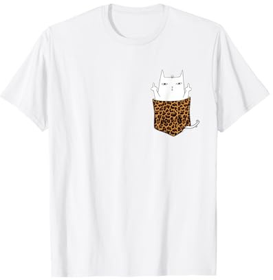 Katze in der Tasche - Katze Mittelfinger Leopard T-Shirt