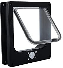 IVOL Katzenklappe - Mit Schließfunktion - Einfache Installation Katzentür - 4 Wege Magnet Verschluss (M - 19x22x5,5 - Schwarz)