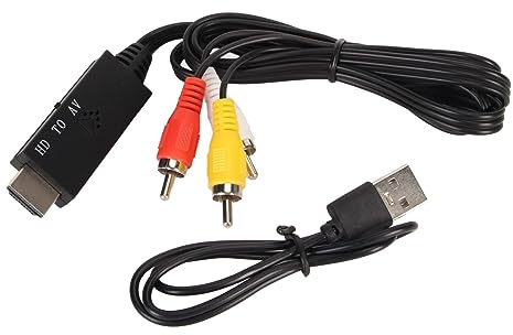 Convertidor HDMI a RCA, Convertidor de Audio y Video Adaptador HDMI a AV para Televisores, Monitores, Proyectores Antiguos, 3.3 Pies