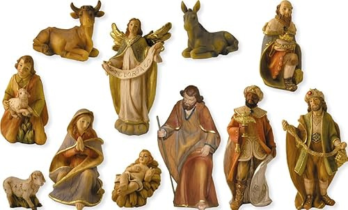 FADEDA 11x Nativity Figures Height 35 cm Hand Painted Detailed Nativity Scene Figures Christmas Table Decoration Nativity Accessories