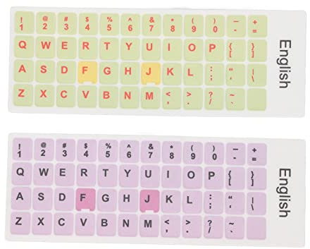 Cyrank 2PCS English Keyboard Stickers, Universal Keyboard Sticker Colorful English Language Dustproof Waterproof Coating Pvc Material Computer Keycaps Stickers for Laptop Desktop Computer(D)