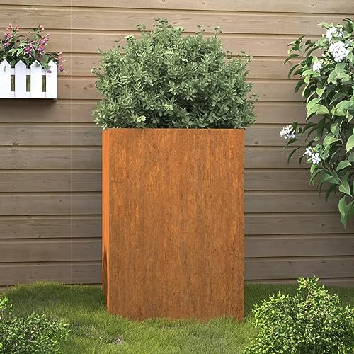 ARKEM Jardinière 42x38x75 cm Acier corten,Jardiniere sur Pieds,Bac avec Treillis,Jardiniere Terrasse