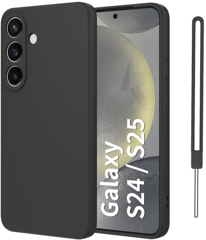Qasyfanc Handyhülle für Samsung Galaxy S24 / S25 5G Hülle, Soft TPU Silikon Case Ultra Dünn Microfiber Kameraschutz Rundumschutz Anti-Kratzer Hülle für Samsung Galaxy S24 / S25 - Schwarz