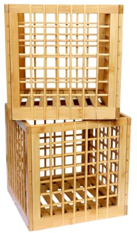 altCooking Hub Bamboo Storage Bin - Multipurpose, Stackable Cube Storage Bins Perfect Fit for Cube Shelf - Stylish Lattice Design (10.5 x 10.5 x 10.5)