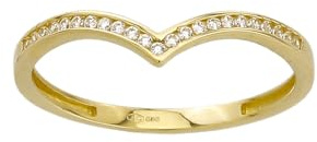 Goldring Schmuckring V-Form in Echt 585 Gold klassische, schlichte Damenringe mit Zirkonia Steine Damen Schmuck in Gelbgold inkl. Schmucketui | JC Trauringe 8617