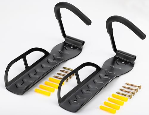 Wall-Mounted Bicycle Hooks Set of 2 – Heavy Duty Steel Bike Hanger | 30 kg Capacity per Hook – Garage, Shed, Hallway Storage Rack – Space Saving Cycle Hanger | Pukkr