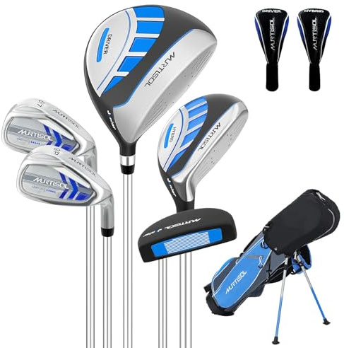 XDriveMax 6 Teilige Komplettes Golfschläger Set, Golf Set Inklusive Stand Bag, 1# Drive, 5# Hybrid, 6/7#, 9/P# Eisen und Putter Rechtshänder