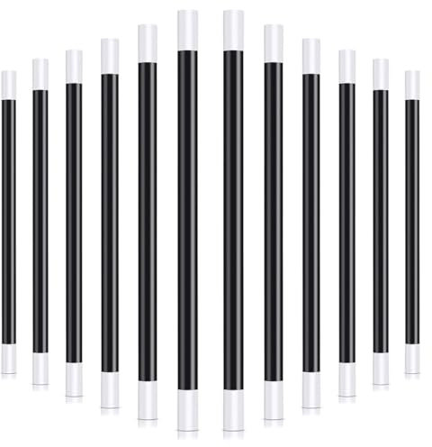 QEDBOJE 12 Stück Magischer Zauberstab Trick Party Zauberstab Kunststoff Zauberer Magier Themenparty (24,5cm/9.6Zoll, Weiß und Schwarz)