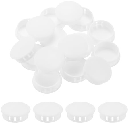sourcing map 32PCS 35mm/1.38 White Plastic Hole Plugs | Flush Type Panel Hole Plugs,Insert End Caps,for Locking Hole Tubes Furniture Cabinet
