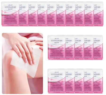 Lot de 20 Lingettes Après Épilation à la Cire pour le Corps, Huile Calmante, Nettoyant pour la Peau, pour Tous les Types de Peau
