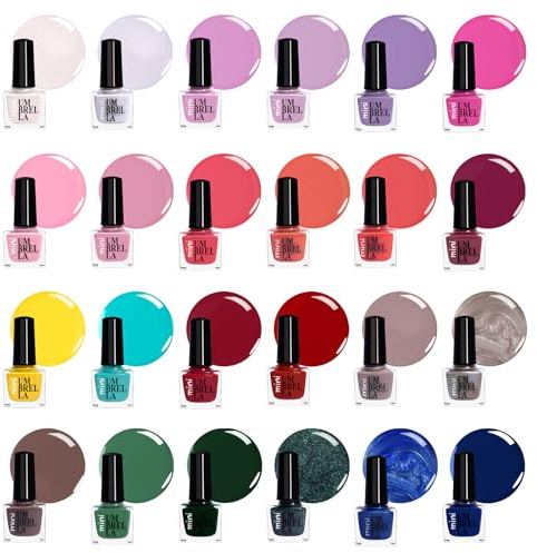 Set de Esmaltes Sin Gel – 24 Colores, Botellas de 5 ml con Acabados Brillantes, Pastel, Glitter, Mate y Metálico (Set B, 24 Colores)