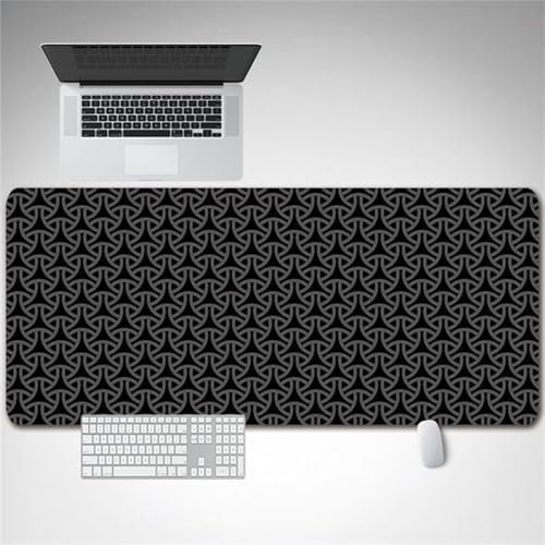 Mauspad Gaming Groß 800x400x2mm Mauspad XXL rutschfeste Mauspads Einfach Zu Reinigen mit Vernähte Kanten für Home Office Arbeit Spiel (Geometrisches Schwarz)