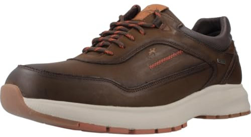 Fluchos - Zapato Deportivo Casual de Piel, con Cordones y Suela Blanca de Goma,Plantilla Extraible,Sencillo, para: Hombre Color: Cafe Talla:42