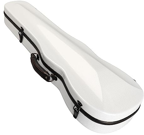 NSXAYIWE Caja para violín Estuche rígido portátil liviano para violín de Fibra de Carbono con higrómetro Forro Engrosado y Correas Reemplazo Ideal para músicos en Movimiento (Keramikweiß)