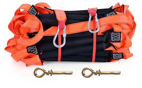 Meidansini Escalera de cuerda, 15 m de emergencia, para entrenamiento de emergencia, escalera de cuerda a prueba de llama, 2-3 pisos, reutilizable, ventana, balcón, árbol, seguridad, escalera de