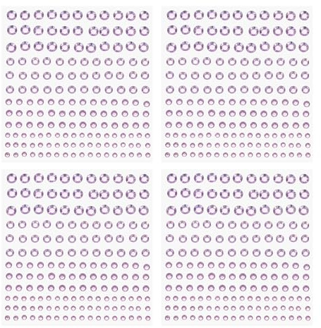 PATIKIL 660 Pcs Adesivi Acrilici Con Pietre, 4 Dimensioni 3/4/5/6mm Strass Autoadesivi Pietre Decorative Per Unghie Artigianato Abiti DIY Trucco Decorazione Party, Viola Chiaro