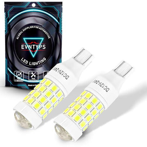 evntyps 921 LED Bulb for Reverse Lights,906 922 W16W 912 LED Bulb with Projector Replacement for Back Up Lights，46smd 500% Brighter,6000K White Nano-Ceramic Cooling T15 Reverse Bulbs (2pcs)