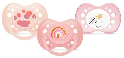 DODIE Lot de 3 Sucettes Anatomiques ESSENTIEL JOUR/NUIT +18 mois ROSE