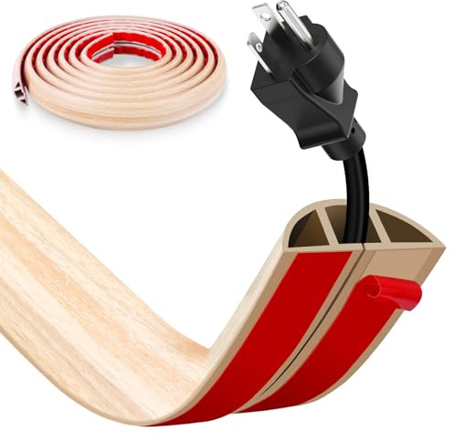 Floor Cord Cover, Wire Cover, Self Adhesive Cable Covers, Protect Cables & Prevent Trip Hazards For Office Home Factories Garages Flexible Cords Hider On Floor Wall
