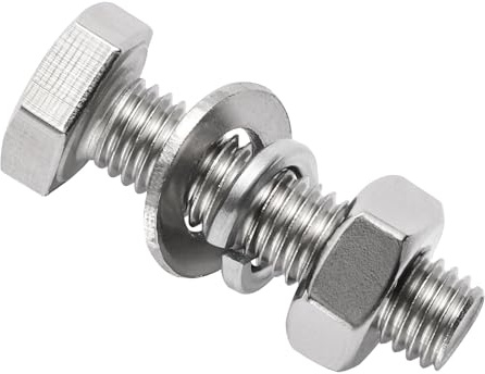 msymsyu Juego de tornillos hexagonales M4 x 10 mm, tornillos de acero inoxidable, 20 unidades, M4, tornillos de máquina con tuercas, arandelas y arandelas de resorte para montaje DIY de diferentes